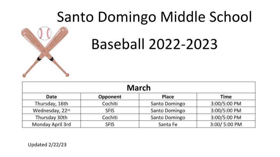 Baseball Schedule!